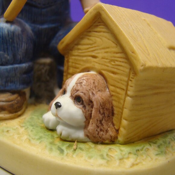 Pair of HOMCO Denim Days Figurine Set #1503 Puppy Love 1985 Home Interiors - Picture 15 of 16